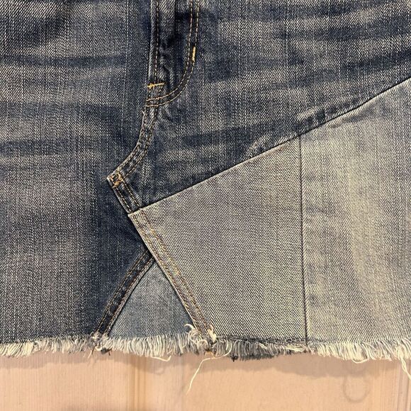 American Eagle Women Skirt Size 4 Blue Denim Patchwork Hi Rise Festival‎ Mini - Picture 4 of 9